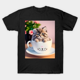 Adorable Persian Cat Illustration- Modern Digital Art T-Shirt